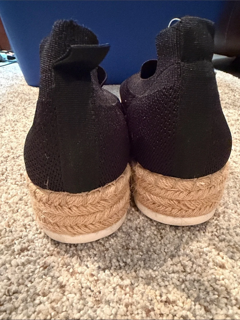 Adrienne Vittadini Black Knit Espadrille Wedge Slip-On